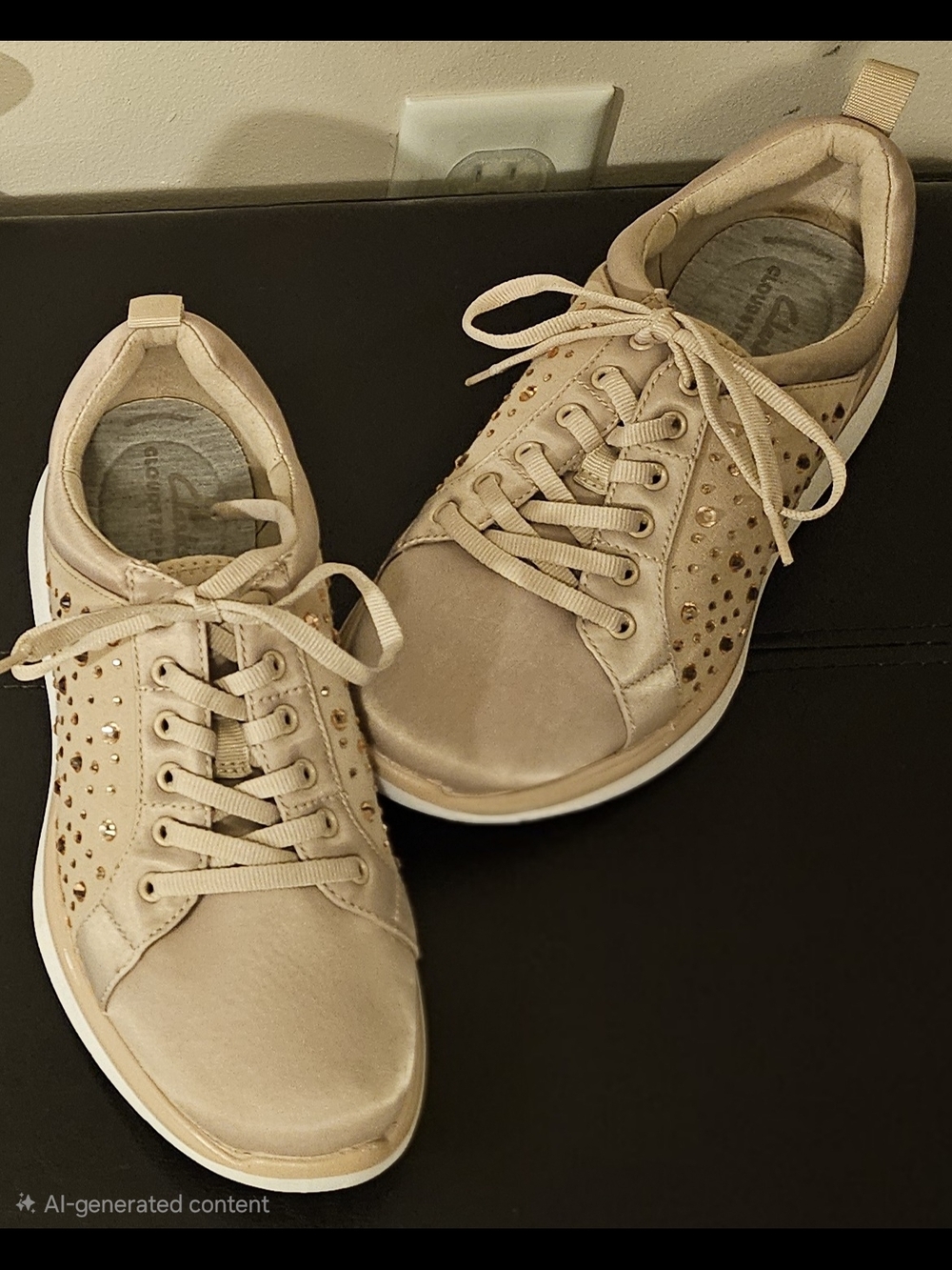 Clarks Womens Taupe Studded Sneakers